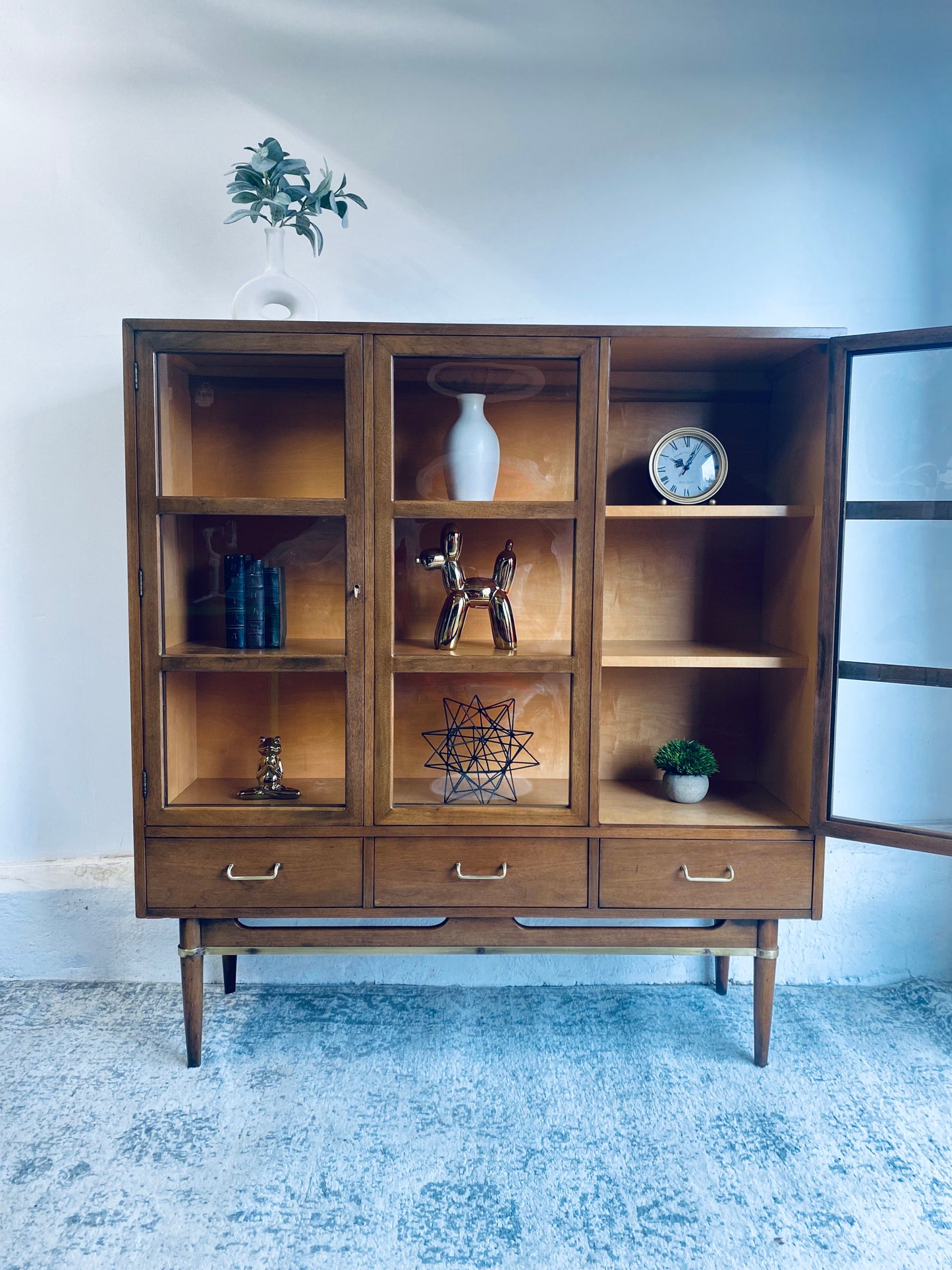 American of Martinsville Bubble Glass Display Cabinet